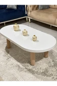 OlcayAksesuar Oval Model 120x60 cm Kalın Kenarlı Orta Sehpa Ahşap Ayaklı - 6