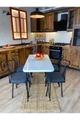 OlcayAksesuar Metal Ayaklı 4 Adet Sandalyeli 120x59 Cm Mutfak Masası Çalışma Masası - 6