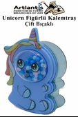 Unicorn Kalemtraş 4 Renk 1 Paket Hazneli Jumbo Kalemtıraş Unicorn Boynuzlu Standart Kalem Açacağı Sevimli Plastik - 3
