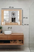 OlcayAksesuar Sonomo Banyo Aynası Lavabo Aynası Dekoratif Ayna 60x45 cm Yatay - 4