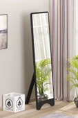 OlcayAksesuar Dikdörtgen Siyah 120X43 cm Ayaklı Salon Antre Çocuk Odası Banyo WC Yatak Odası Boy Aynası - 2