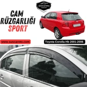 Toyota Corolla Hb 2001-2006 Uyumlu Mugen Cam Rüzgarlığı Seti Piano Black 4'lü İthal Parlak Siyah - 1