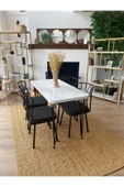 OlcayAksesuar Metal Ayaklı 4 Adet Sandalyeli 120x59 Cm Mutfak Masası Çalışma Masası - 1