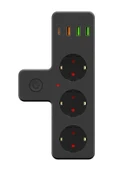 Akım Korumalı 3 X USB 1 X Type-C Girişli 3'lü Priz Uzatma Kablosu - 4