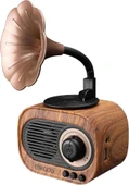 Mikado MN-S19 Ahşap Klasik Retro Gramofon Bluetooth Müzik thumbnail 2