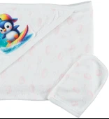 PAMUKLU BEBEK ÇOCUK ŞIK BANYO HAVLU DAMLA DESENLİ HEDİYELİK YUMUŞAK HAVLU 1/24 AY - 5
