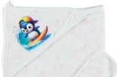 PAMUKLU BEBEK ÇOCUK ŞIK BANYO HAVLU DAMLA DESENLİ HEDİYELİK YUMUŞAK HAVLU 1/24 AY - 4