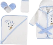 Pamuklu Lüx Bebek Bornoz Takımı Hediyelik Bornoz Seti Çocuk Banyo Seti - 6