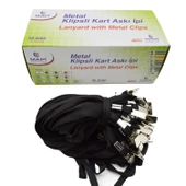 Mapi Metal Klipsli Polyester Yaka Kartı Askı İpi 50 li Paket Siyah 9102651 - 1