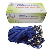 Mapi Metal Klipsli Polyester Yaka Kartı Askı İpi 50 li Paket Lacivert 9102652 - 1