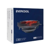 Evercool C80 37CFM 2600RPM 8cm Fan AM5/LGA1700 Uyumlu Hava Soğutmalı CPU Fan thumbnail 1