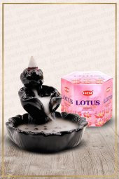 Geri Akışlı Şelale Temalı Siyah Tütsülük No:8 Ve Lotus Konik Tütsü 40 Adet - 2