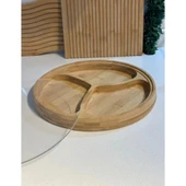 Kapaklı 3 Bölmeli Bambu Çerezlik - 2