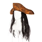 Siyah Saçlı Kaptan Korsan Şapkası - 1