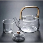 Bambu Saplı Cam Filtreli Demlik - 3