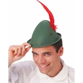 Peter Pan Şapkası Yeşil Renk Kırmızı Tüylü - 4