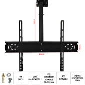 Lcd Askı Aparatı Tavan Hareketli 42-49-55 106-124-140cm Ufix UF-6011T - 2