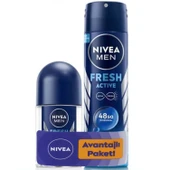 Nivea Men Erkek Sprey Deodorant Fresh Active 150 ml + Roll-On 25 ml - 1