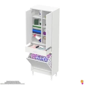 Modilayn YENİ AFRA 65x173x32,5 cm' lik 1 Çekmece, 1 Göz Sepet, 2 Kapak, 8 Raf Dar Alan Banyo Dolabı thumbnail 5