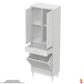 Modilayn YENİ AFRA 55x173x32,5 cm' lik 1 Çekmece, 1 Göz Sepet, 2 Kapak, 4 Raf Banyo Dolabı - 7