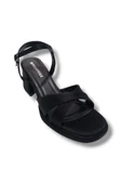 Erbay 405-25 Saten Çapraz Bant Kalın Topuk Anatomik Kadın Sandalet - 1