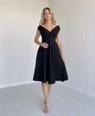 Lucky Life Kadın Kısa Kollu Kruvaze Yaka Eteği Volanlı Krep Elbise thumbnail 1