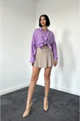 Lila Kristal Taşlı Gömlek - 1
