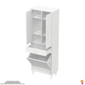 Modilayn YENİ AFRA 60x173x32,5 cm' lik 1 Çekmece, 1 Göz Sepet, 2 Kapak, 6 Raf Dar Alan Banyo Dolabı thumbnail 7