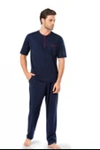 Pierre Cardin 5370 Erkek Kutulu Damat Çeyizlik Penye 3'lü Şortlu Lacivert Pijama Takımı - 2