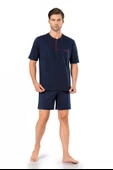 Pierre Cardin 5370 Erkek Kutulu Damat Çeyizlik Penye 3'lü Şortlu Lacivert Pijama Takımı - 4