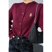 Ayıcıklı Hırka - Bordo - 5