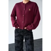 Ayıcıklı Hırka - Bordo - 1