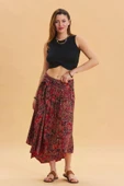 Beli Bağlamalı Salaş Midi Kloş Etek - 2