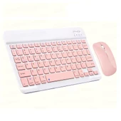 ScHitec Kablosuz Klavye ve Mouse Set Type-C Şarjlı Bluetooth 2.4G Bağlantlılı Pembe - 1