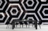 3D Siyah Beyaz Geometri Petek Temalı Duvar Kağıdı Baskı - 5