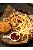 50 Adet Retro Hamburger Kızartma Servis Kağıdı Yağlı Kağıt Vintage Gazete Desen Sunum Kağıdı 26x36cm - 5