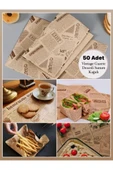 50 Adet Retro Hamburger Kızartma Servis Kağıdı Yağlı Kağıt Vintage Gazete Desen Sunum Kağıdı 26x36cm - 6