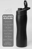 Paslanmaz Çelik Matara - 304 Çelik Spor Suluk BPA İçermez Taşınabilir Tasarım - Siyah Renk - 2