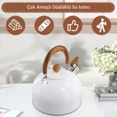 Valkyrie 3L Düdüklü Kettle Su Isıtıcı Çaydanlık Paslanmaz Çelik Yüksek Islıklı Beyaz - 3