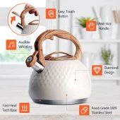 Valkyrie Modern Tasarım Düdüklü Kettle 3L Paslanmaz Çelik Ergonomik Su Isıtıcı Çaydanlık Islıklı - 5