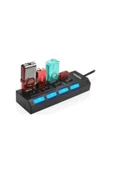 Hubstein 4 Port Usb Çoklayıcı 2.0 Hub Switch Çevirici Çoğaltıcı Işıklı Anahtarlı Dönüştürücü Çoklu Adaptör-A10 - 1