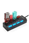 Wozlo Anahtarlı Işıklı On Off Düğmeli 4 Port Çoklayıcı Aynı Anda Farklı Bileşen Bağlama Usb Çoklayıcı-A10 - 4