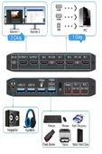 Kvm Hdmı Usb Swıtch 4K 60Hz 2 Port Çift Monitör Usb 3.0 Değiştirici 2'si 2 Çıkışlı - 4