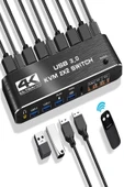 Kvm Hdmı Usb Swıtch 4K 60Hz 2 Port Çift Monitör Usb 3.0 Değiştirici 2'si 2 Çıkışlı - 3