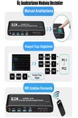 Kvm Hdmı Usb Swıtch 4K 60Hz 2 Port Çift Monitör Usb 3.0 Değiştirici 2'si 2 Çıkışlı - 5