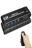 Kvm Hdmı Usb Swıtch 4K 60Hz 2 Port Çift Monitör Usb 3.0 Değiştirici 2'si 2 Çıkışlı - 1