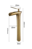 Flextail Tek Kulplu Pirinç Havza Antik Çanak Şelale Lavabo Nostaljik Musluk Bataryası - 8