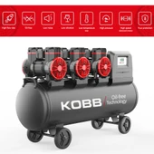 KOBB KBK100S 6.0HP 100Lt 8Bar Üç Motorlu Yağsız Sessiz Taşınabilir Hava Kompresörü - 2