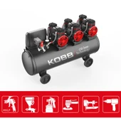 KOBB KBK100S 6.0HP 100Lt 8Bar Üç Motorlu Yağsız Sessiz Taşınabilir Hava Kompresörü - 3