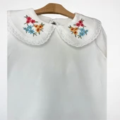 Çiçek İşlemeli Yaka Bluz ve Çiçek Desenli Etek Takım - 6